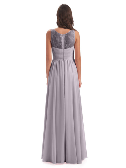 Naya Floor Length Illusion Lace Bridesmaid Dresses