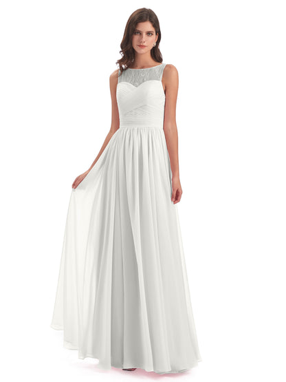 Naya Floor Length Illusion Lace Bridesmaid Dresses