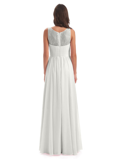 Naya Floor Length Illusion Lace Bridesmaid Dresses