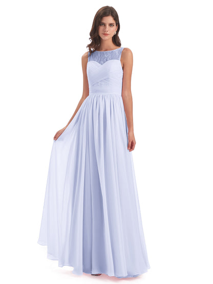 Naya Floor Length Illusion Lace Bridesmaid Dresses