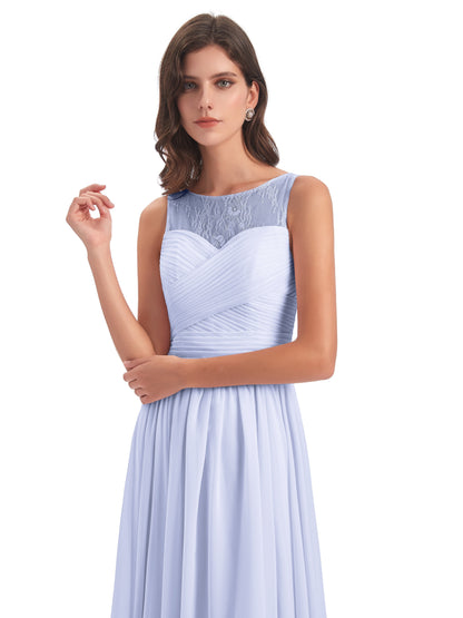 Naya Floor Length Illusion Lace Bridesmaid Dresses