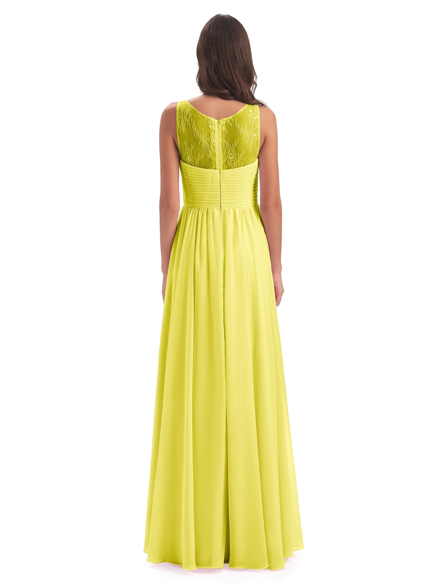 Naya Floor Length Illusion Lace Bridesmaid Dresses