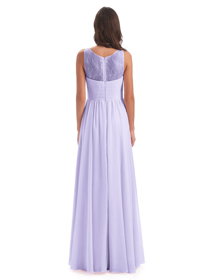 Naya Floor Length Illusion Lace Bridesmaid Dresses