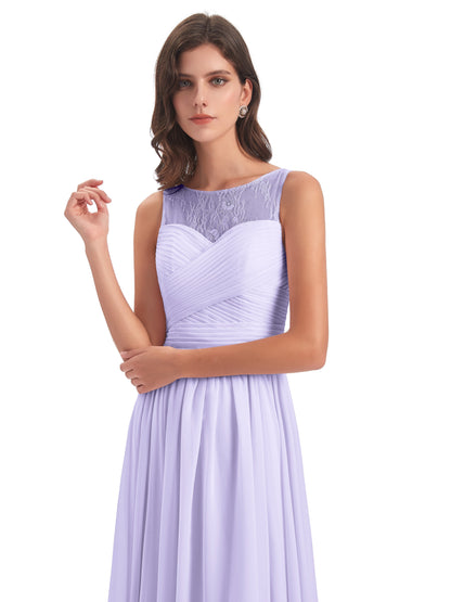 Naya Floor Length Illusion Lace Bridesmaid Dresses