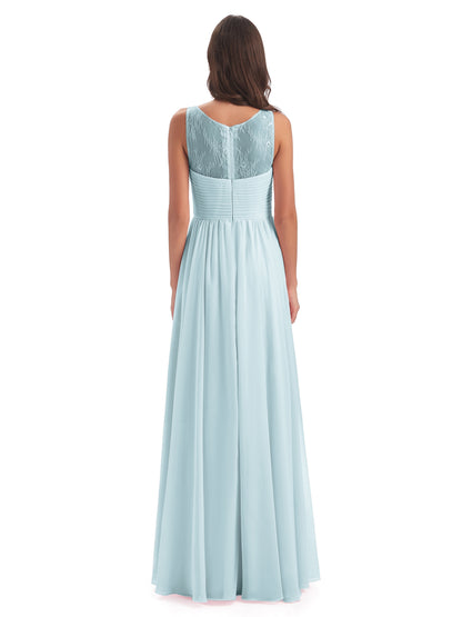 Naya Floor Length Illusion Lace Bridesmaid Dresses