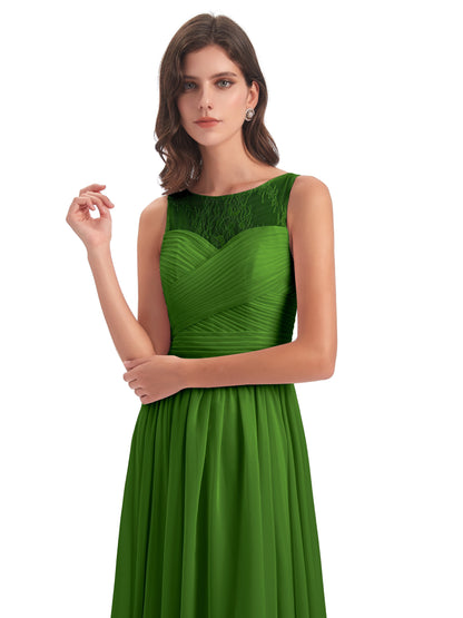 Naya Floor Length Illusion Lace Bridesmaid Dresses