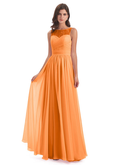 Naya Floor Length Illusion Lace Bridesmaid Dresses