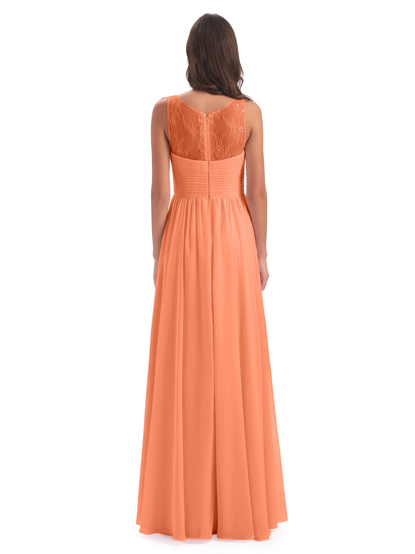 Naya Floor Length Illusion Lace Bridesmaid Dresses