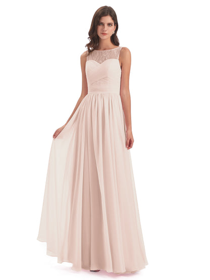 Naya Floor Length Illusion Lace Bridesmaid Dresses