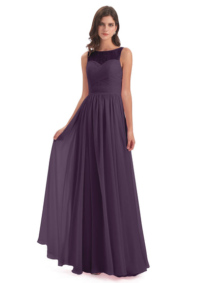 Naya Floor Length Illusion Lace Bridesmaid Dresses