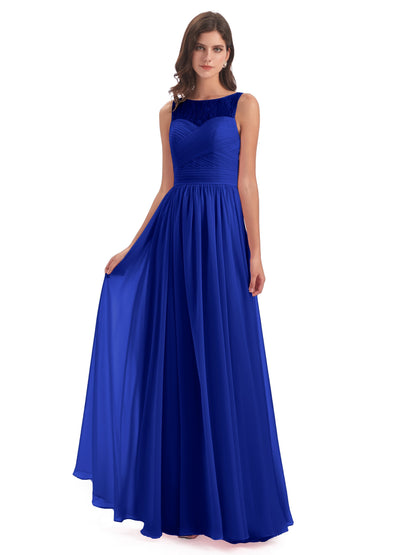 Naya Floor Length Illusion Lace Bridesmaid Dresses