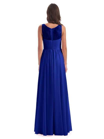 Naya Floor Length Illusion Lace Bridesmaid Dresses