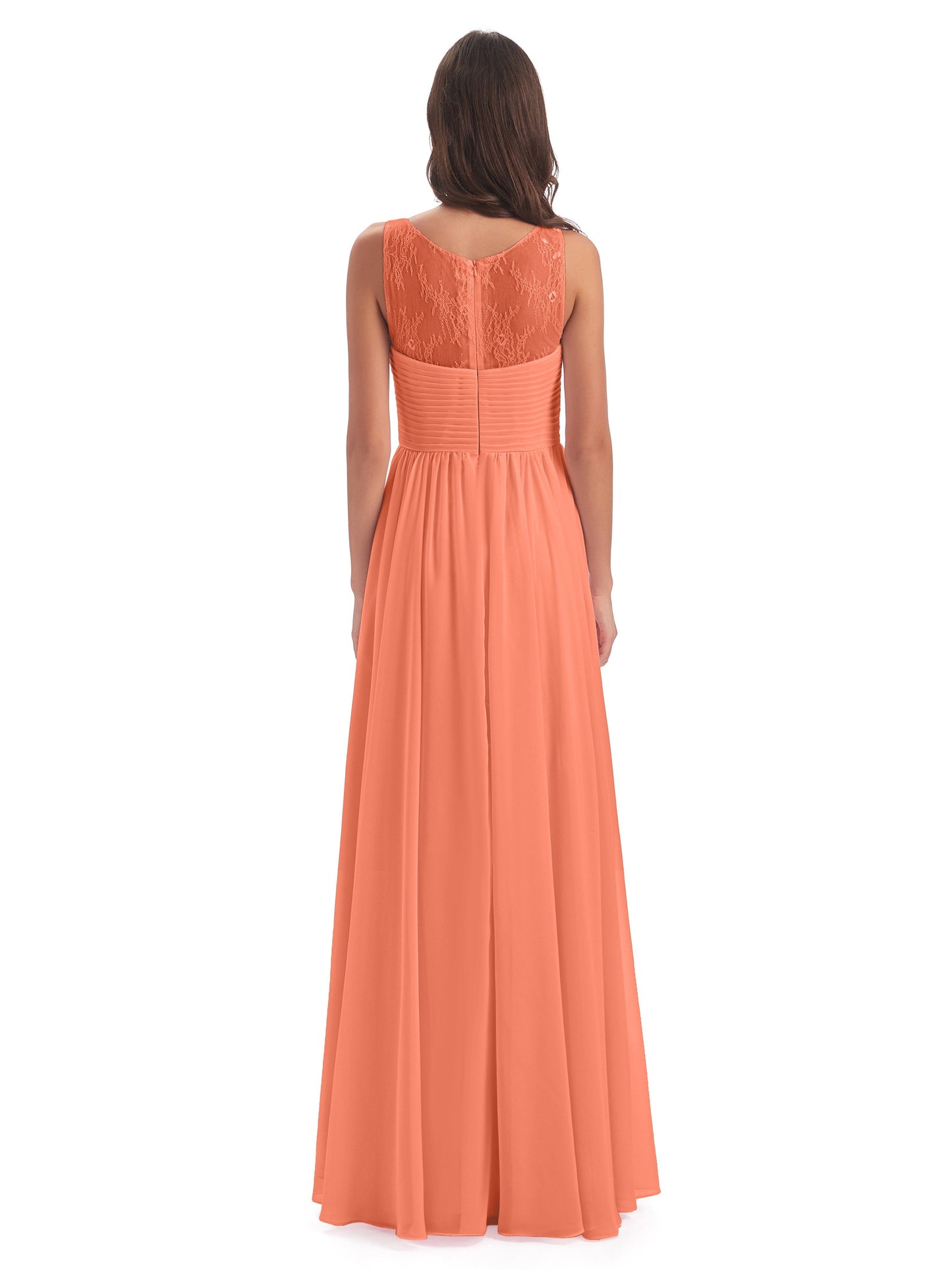 Naya Floor Length Illusion Lace Bridesmaid Dresses