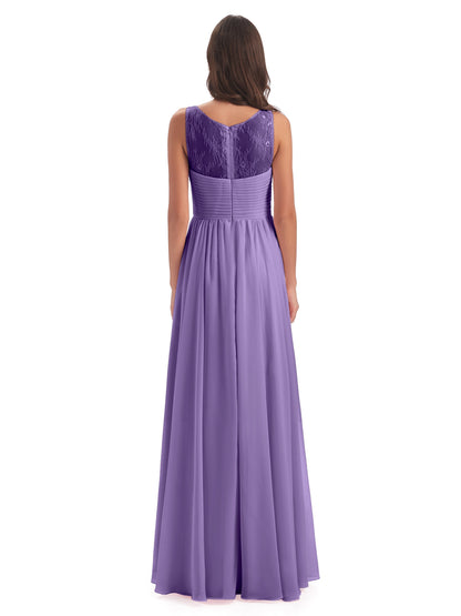 Naya Floor Length Illusion Lace Bridesmaid Dresses