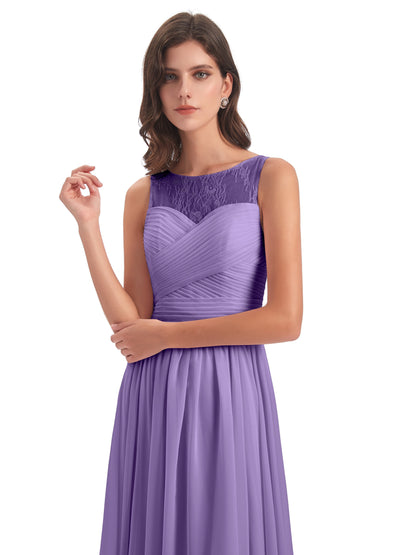 Naya Floor Length Illusion Lace Bridesmaid Dresses