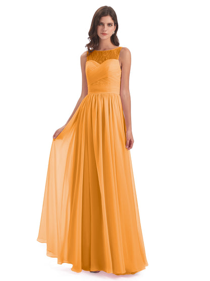 Naya Floor Length Illusion Lace Bridesmaid Dresses