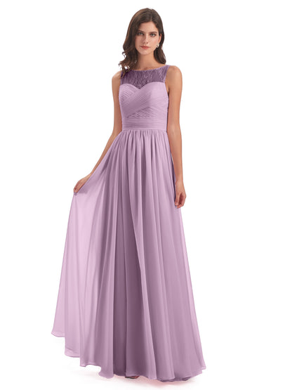 Naya Floor Length Illusion Lace Bridesmaid Dresses