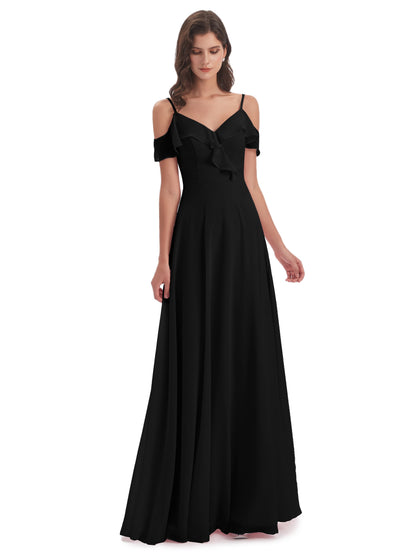 Penelope Sheath Off The Shoulder Long Bridesmaid Dresses