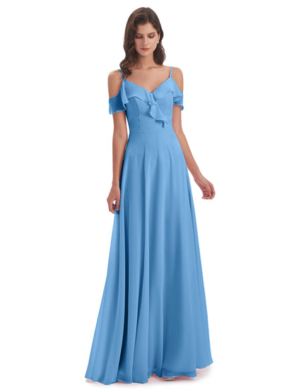 Penelope Sheath Off The Shoulder Long Bridesmaid Dresses