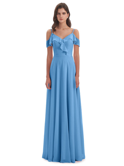 Penelope Sheath Off The Shoulder Long Bridesmaid Dresses