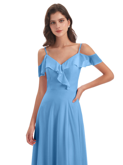 Penelope Sheath Off The Shoulder Long Bridesmaid Dresses