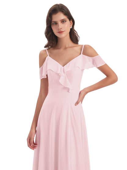 Penelope Sheath Off The Shoulder Long Bridesmaid Dresses