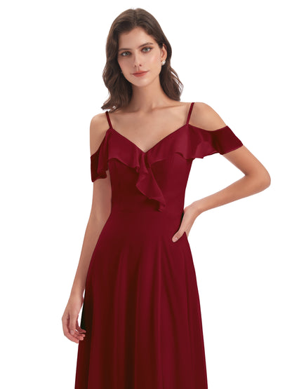 Penelope Sheath Off The Shoulder Long Bridesmaid Dresses