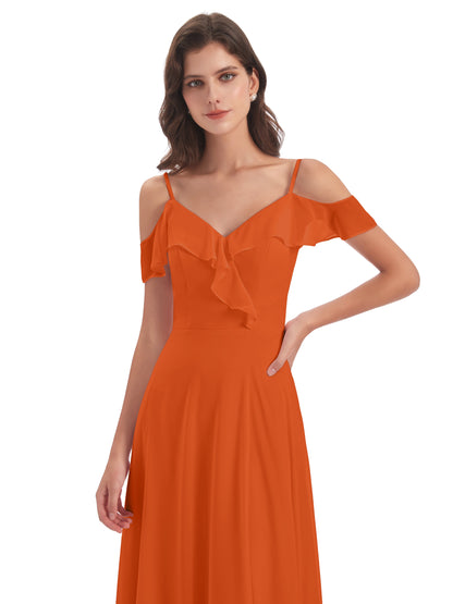 Penelope Sheath Off The Shoulder Long Bridesmaid Dresses