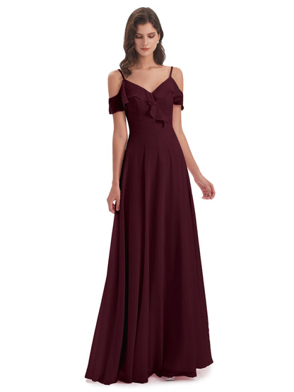 Penelope Sheath Off The Shoulder Long Bridesmaid Dresses