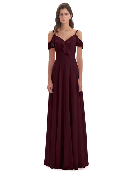 Penelope Sheath Off The Shoulder Long Bridesmaid Dresses