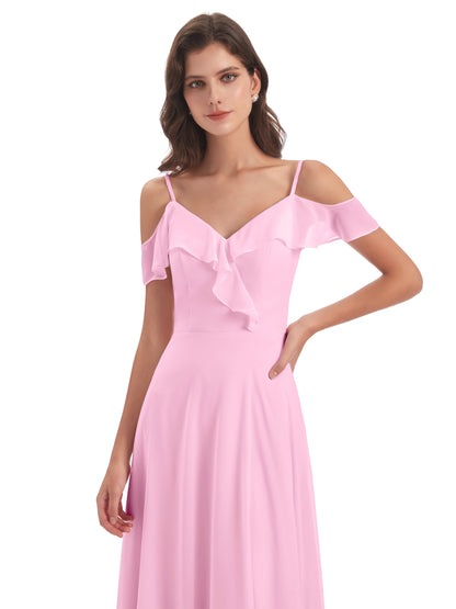 Penelope Sheath Off The Shoulder Long Bridesmaid Dresses