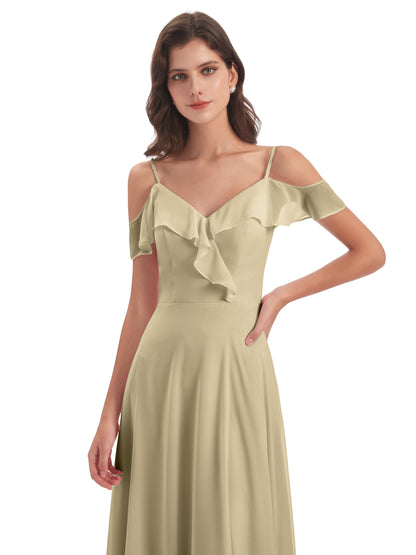 Penelope Sheath Off The Shoulder Long Bridesmaid Dresses