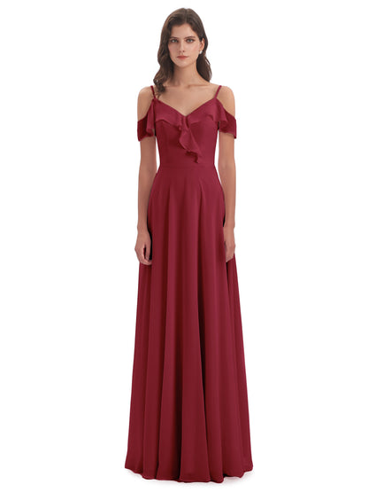Penelope Sheath Off The Shoulder Long Bridesmaid Dresses