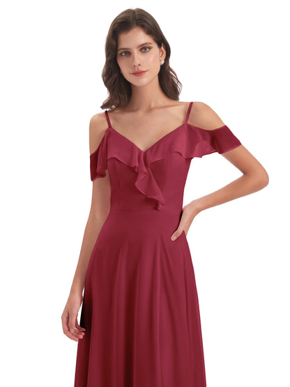 Penelope Sheath Off The Shoulder Long Bridesmaid Dresses