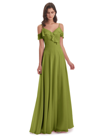Penelope Sheath Off The Shoulder Long Bridesmaid Dresses