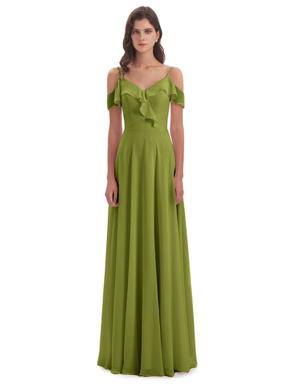 Penelope Sheath Off The Shoulder Long Bridesmaid Dresses