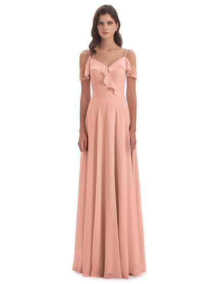 Penelope Sheath Off The Shoulder Long Bridesmaid Dresses