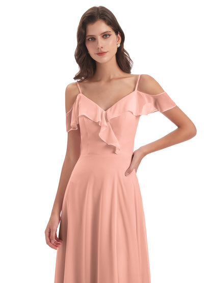Penelope Sheath Off The Shoulder Long Bridesmaid Dresses