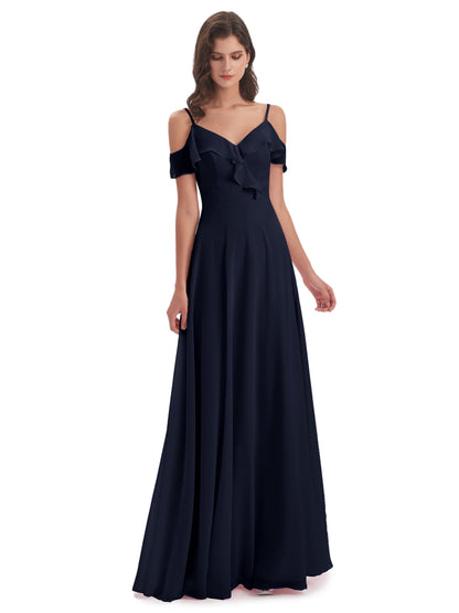 Penelope Sheath Off The Shoulder Long Bridesmaid Dresses