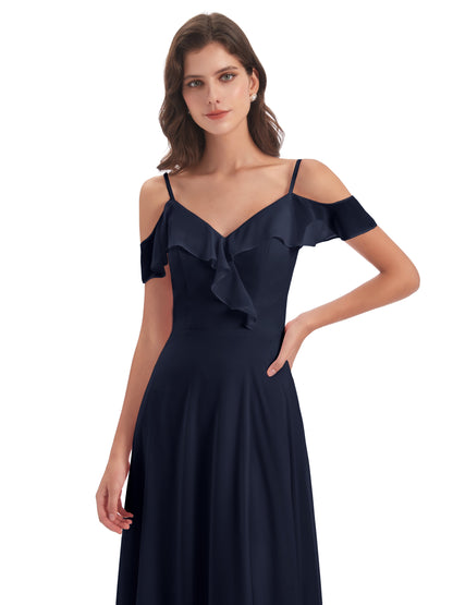 Penelope Sheath Off The Shoulder Long Bridesmaid Dresses