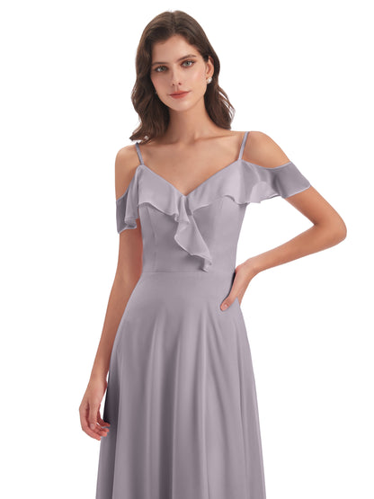 Penelope Sheath Off The Shoulder Long Bridesmaid Dresses