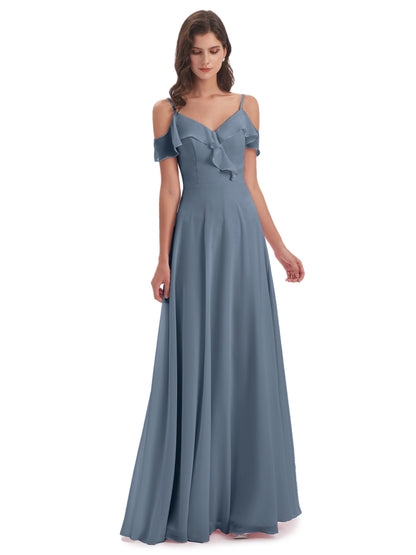 Penelope Sheath Off The Shoulder Long Bridesmaid Dresses