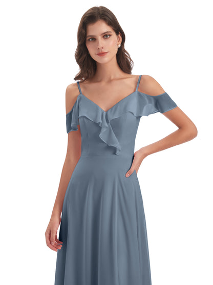 Penelope Sheath Off The Shoulder Long Bridesmaid Dresses