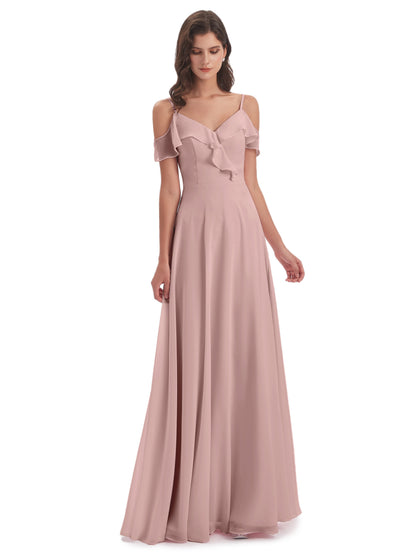 Penelope Sheath Off The Shoulder Long Bridesmaid Dresses