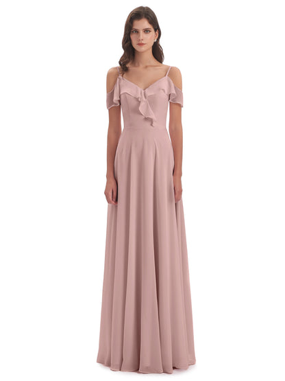 Penelope Sheath Off The Shoulder Long Bridesmaid Dresses