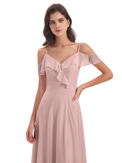 Penelope Sheath Off The Shoulder Long Bridesmaid Dresses