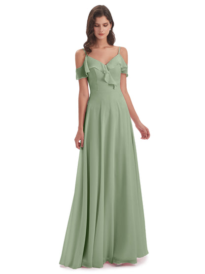 Penelope Sheath Off The Shoulder Long Bridesmaid Dresses