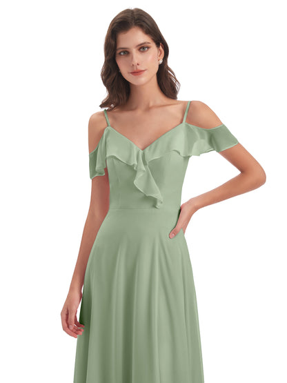Penelope Sheath Off The Shoulder Long Bridesmaid Dresses