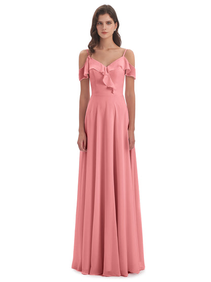 Penelope Sheath Off The Shoulder Long Bridesmaid Dresses
