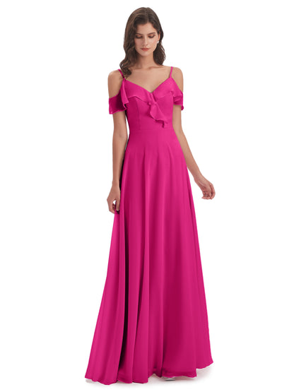 Penelope Sheath Off The Shoulder Long Bridesmaid Dresses